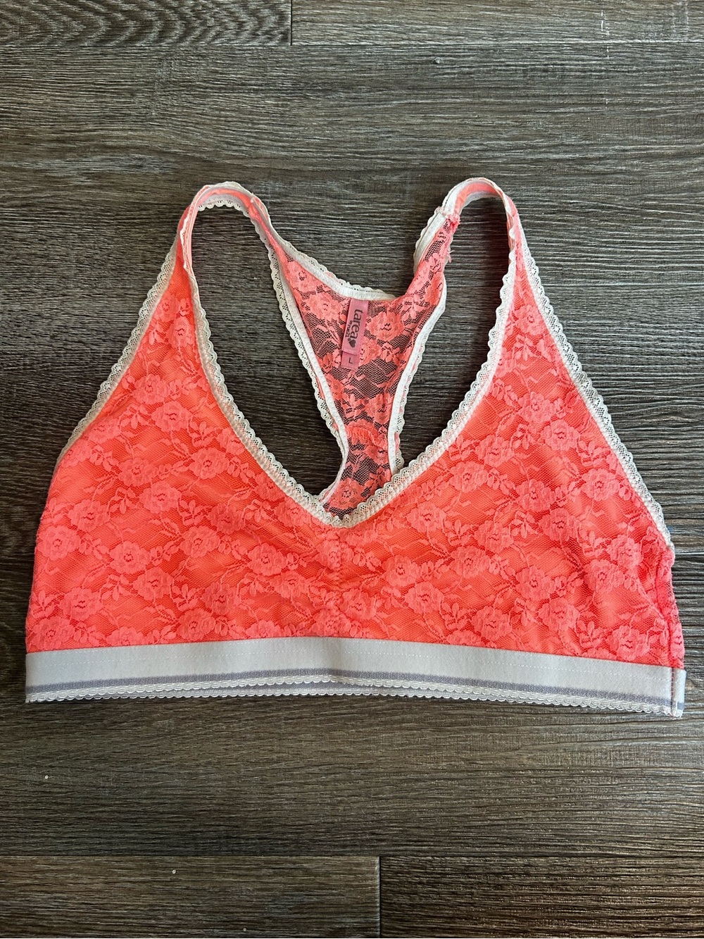 Lace Racerback Bralette in Coral by Tarea
